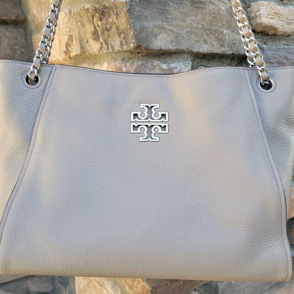 Tory Burch Gray Leather Shoulder Bag